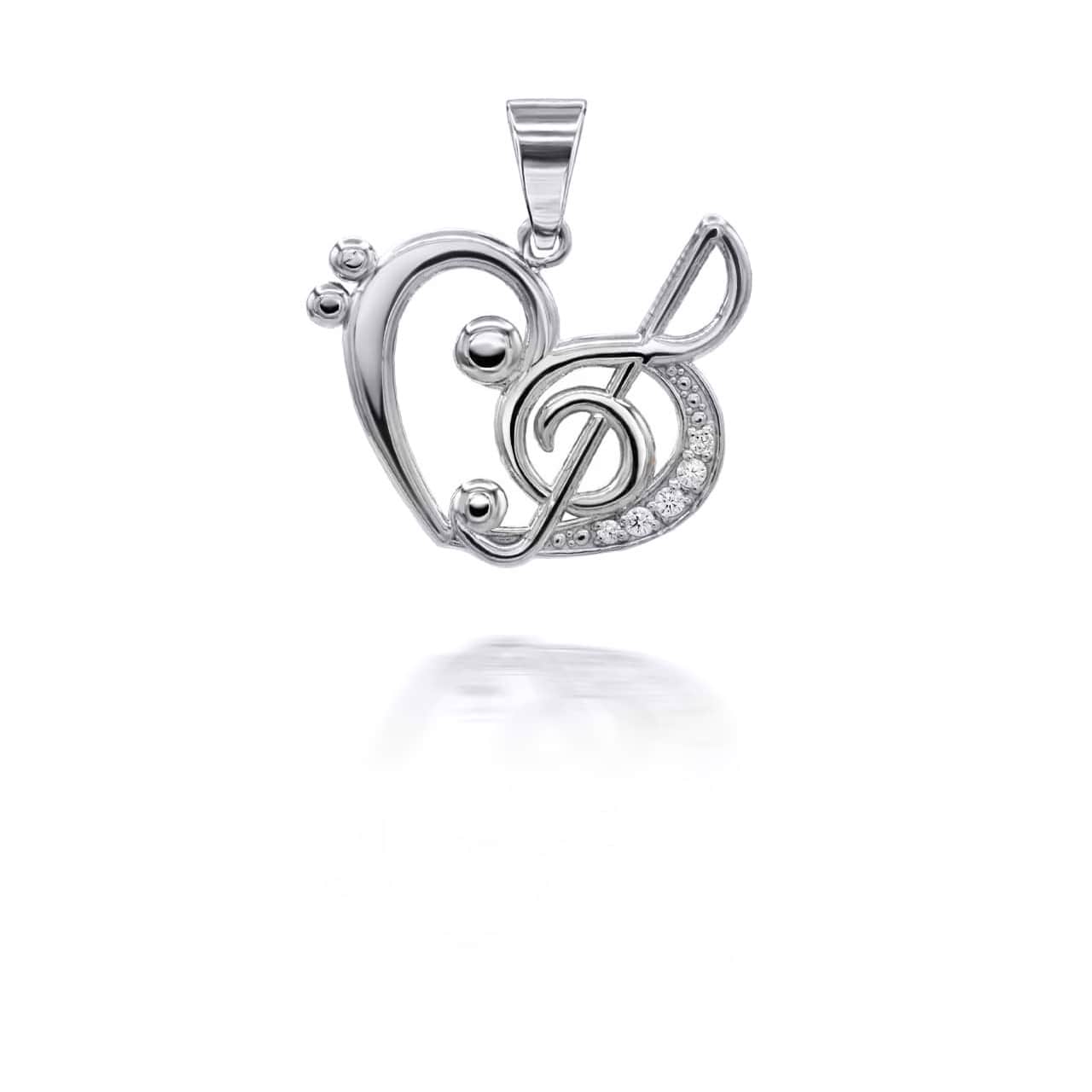 Black Music Treble Clef White Heart Chain Bracelet Jewelry Charm