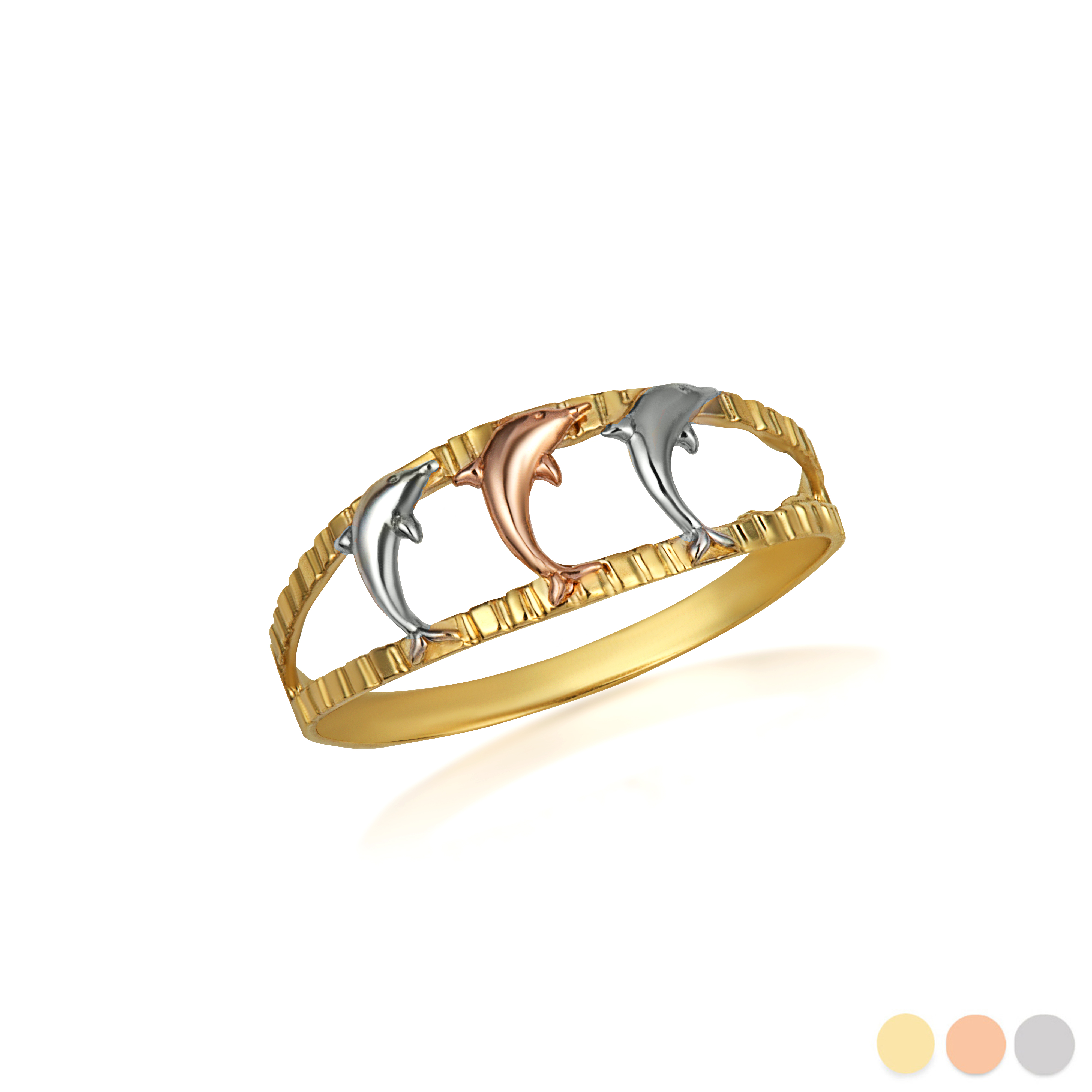 Dolphin With Cute Colored Tail 925 Sterling Silver Adjustable Women's Ring