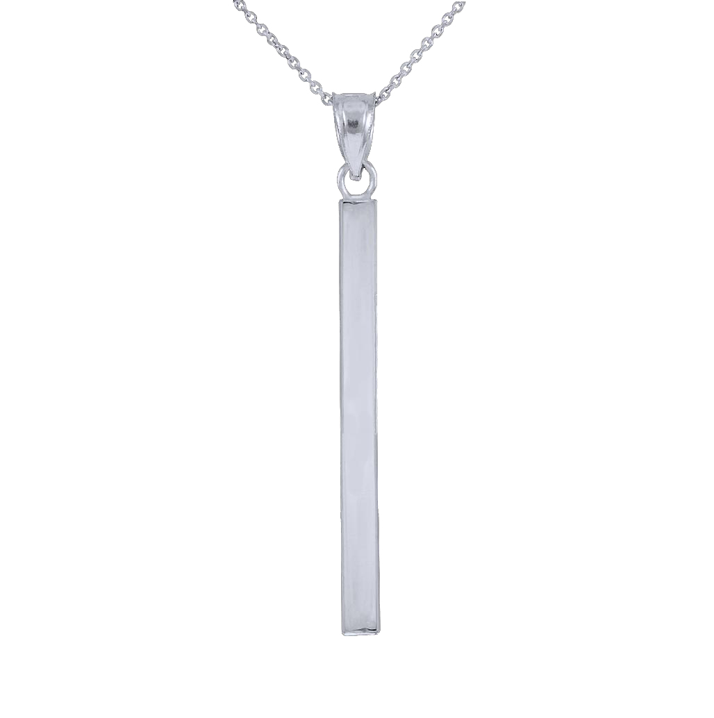Sterling Silver Vertical Bar Pendant Necklace Silver M | Factory Direct Jewelry