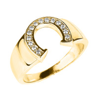 Gold Diamond Horseshoe Men's Ring