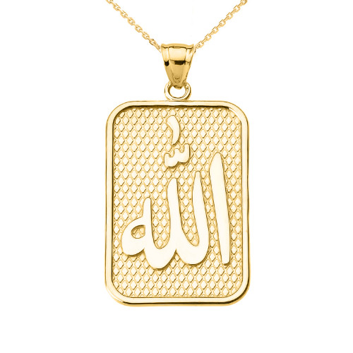Yellow Gold Allah Pendant Necklace.