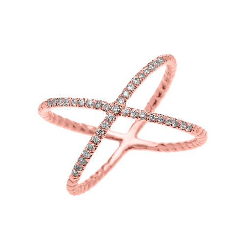 Rose Gold Tone over Sterling Silver Polished Criss-Cross X Ring | eBay
