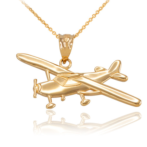 Quality Gold 14k 3-D High-Wing Airplane Pendant D1226 - Setterberg Jewelers