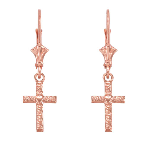 Amazon.com: 14k Rose Gold Small Cross Stud Earrings for Women, Real 14  Carat Gold Religious Jewelry Confirmation Gifts, Present for Her: Clothing,  Shoes & Jewelry