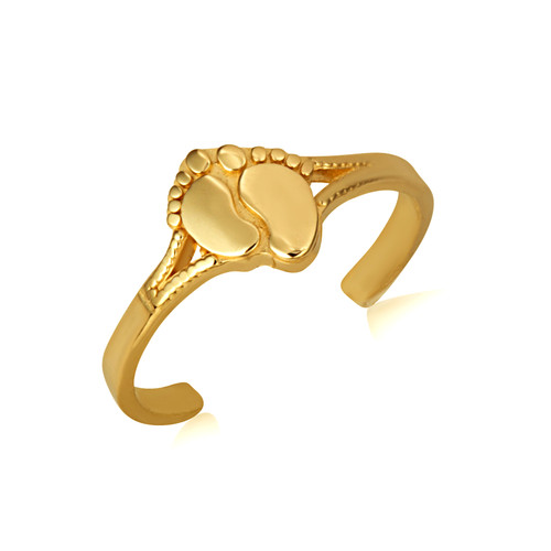 Yellow Gold Woman's Footsteps of Life Toe Ring Factory Direct Jewelry