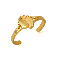 Yellow Gold Baby Footprint Toe Ring