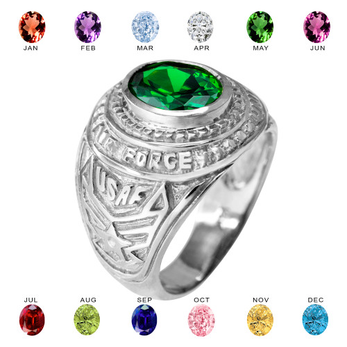United States Air Force Military August Peridot Birthstone Men Ring Size 9