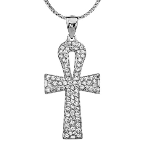 Diamond White Gold Ankh Cross Pendant 