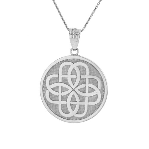 Sterling Silver Traditional Ancient Celtic Pentagram Design Round Necklace  Pendant