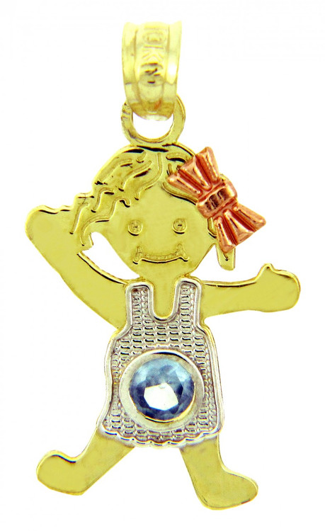 gold polish to how 10k Tri and CZ Gem Pendants  Light Girl Baby  Blue Charms Gold