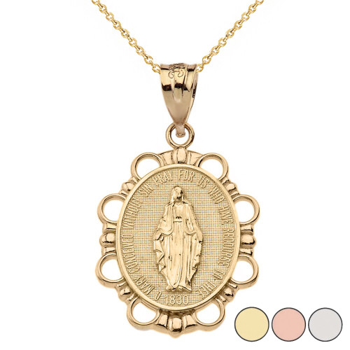 Miraculous Medal of Our Lady of Graces Pendant Necklace (Large) in ...