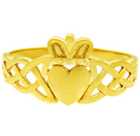 Gold Claddagh Ring with Trinity Band.  Available in 14k and 10k.