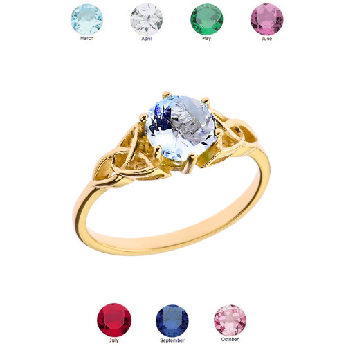 Yellow Gold Trinity Knot Personalized Birthstone Engagement/Proposal ...