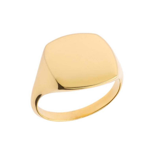 Gold Engravable Cushion Signet Ring (Available in Yellow/Rose/White Gold)