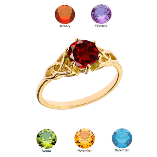 Solid Gold Trinity Knot Personalized Genuine Birthstone Engagement ...