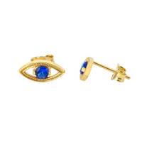 Evil Eye Stud Earrings (Available in Yellow/Rose/White Gold)