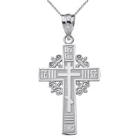 Sterling Silver Eastern Orthodox Cross Pendant Necklace