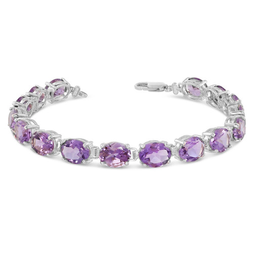 Emerald Cut Amethyst Solid 14 Karat Gold Tennis Bracelet