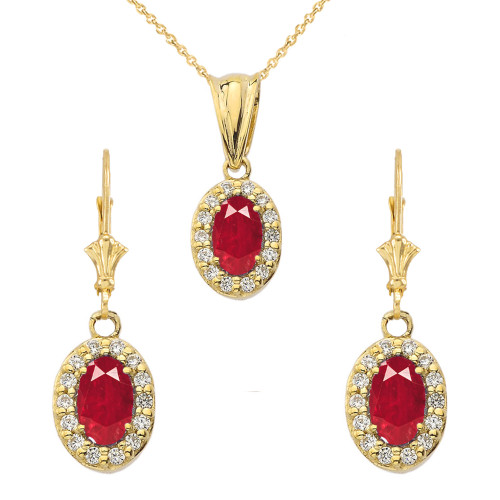 18K White and Yellow Gold Diamond Pendant & Earring set with 21 Diamonds -  PS-3050