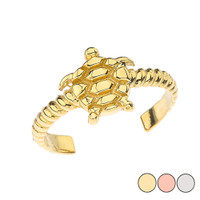 Sea Turtle Rope Toe Ring in Gold (Yellow/Rose/White)