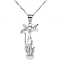 Sterling Silver Sparkle Cut Cat Pendant Necklace