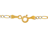 2.2mm 10K Yellow/White Gold Diamond Cut Figaro Chain Link Necklace clasp