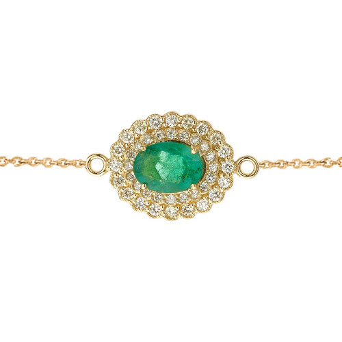 Emerald and diamond bracelet yellow gold clearance