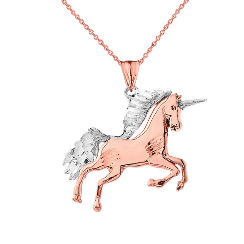 Unicorn Necklace 1/15 ct tw Diamonds Sterling Silver 14K Rose Gold Plated |  Jared