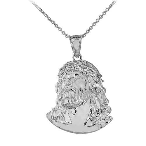 .925 Sterling Silver Cubic Zirconia Jesus Christ Face Pendant Necklace ...