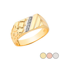 Diamond Nugget Ring In Solid Gold (Yellow/Rose/White)