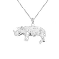 Rhino Pendant Necklace In Sterling Silver