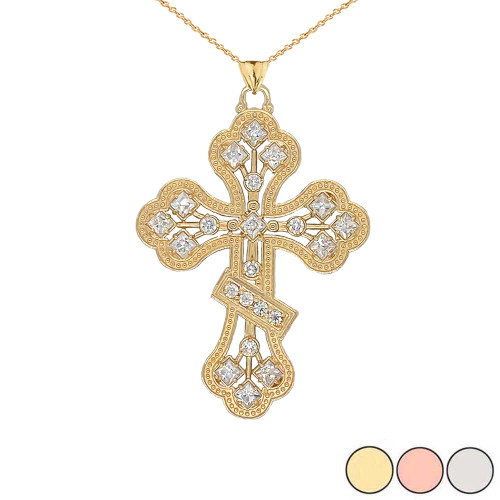 Russian Orthodox Designer Cross Pendant Necklace In Gold Yellow Rose White,Unique 3 Stone Ring Designs