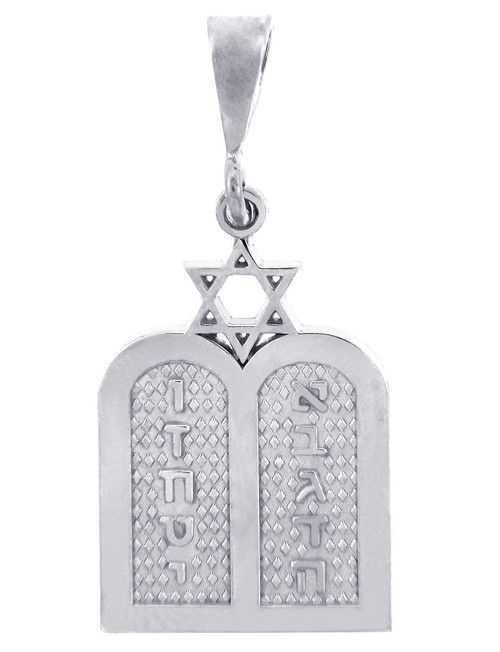 Jewish Charms and Pendants - Silver Ten Declarations Tablets Jewish Pendant