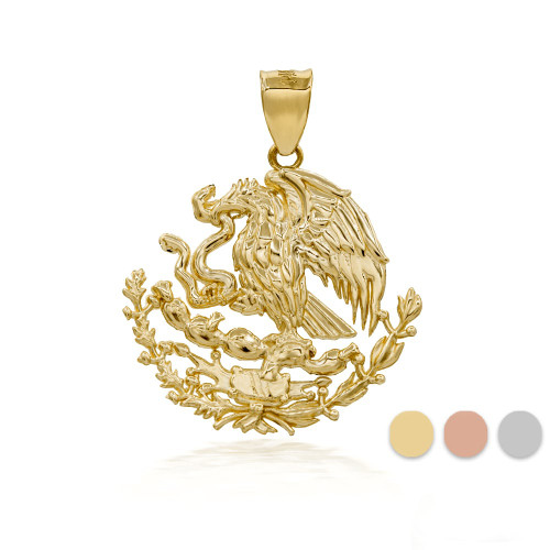 Brand New 14K Yellow Gold Polish Eagle Symbols in Circle Charm