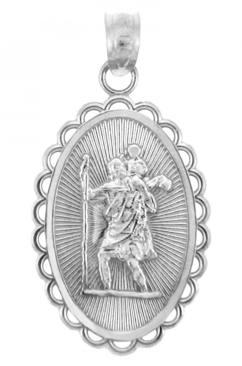 St christopher pendant white gold Clearance