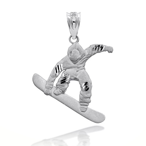 Sterling Silver Polished & Textured 3-D Man on Skiis Pendant Sterling Silver Polished & Textured 3-D Man on Skiis Pendant