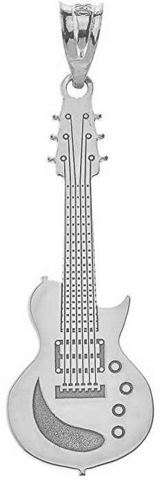 .925 Sterling Silver Custom Engravable Electric Guitar Music Pendant Necklace