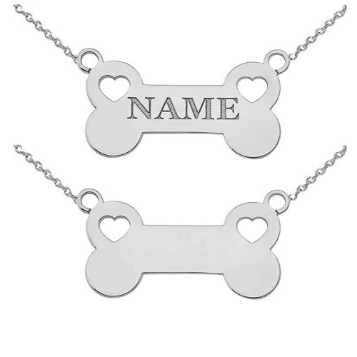 Silver Personalized Dog Bone Sideways 