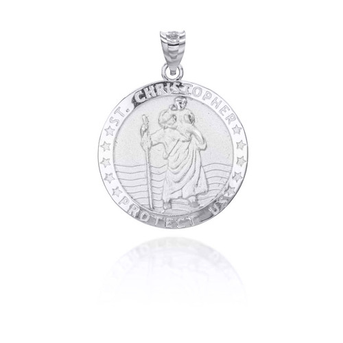 .925 Sterling Silver Religious Patron Saint Christopher Protection Medallion Pen
