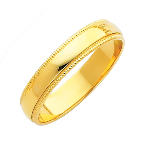 14K Gold Milgrain Classic Wedding Band 4MM