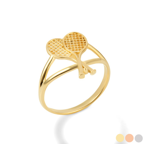 Gold Tennis Rackets Sports Ring | Factory Direct Jewelry