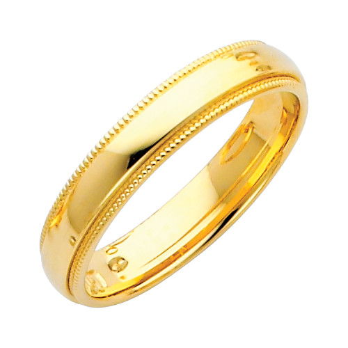 14K Gold Milgrain Comfort Fit Wedding Band 4MM