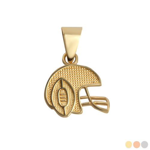 Gold Football Helmet Sports Pendant Necklace (Available in Yellow/Rose/White Gol
