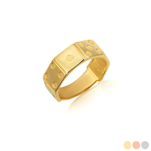 Gold Lucky 6 Sided Dice Band Ring Factory Direct Jewelry