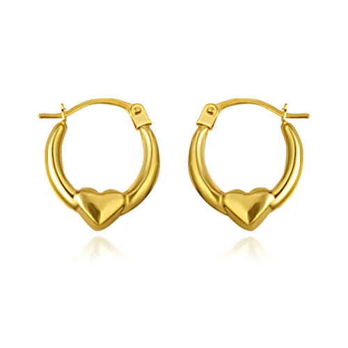 Gold Reversible Heart Hoop Earrings Factory Direct Jewelry