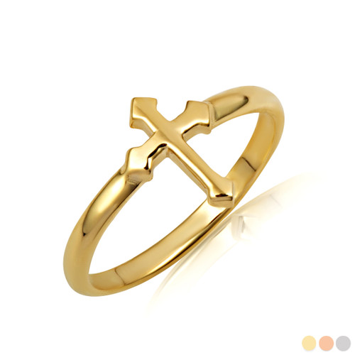 Gold Religious Cross Faith Ring, Factory Direct Jewelry