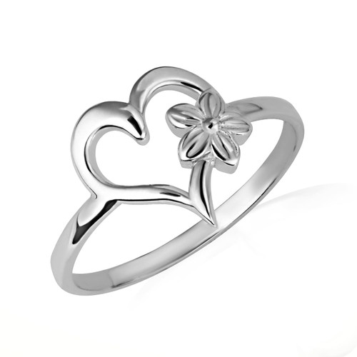 Fashion Women's 925 Sterling Silver Plumeria Flower Ring