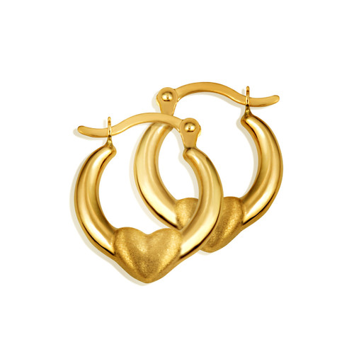Mixed Heart Hoop Gold Earrings