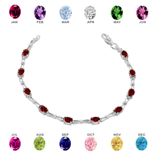 Personalized Birthstone Tennis Bracelet in White Gold