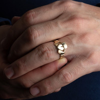 Gold Men's Classic Claddagh Ring on male model
